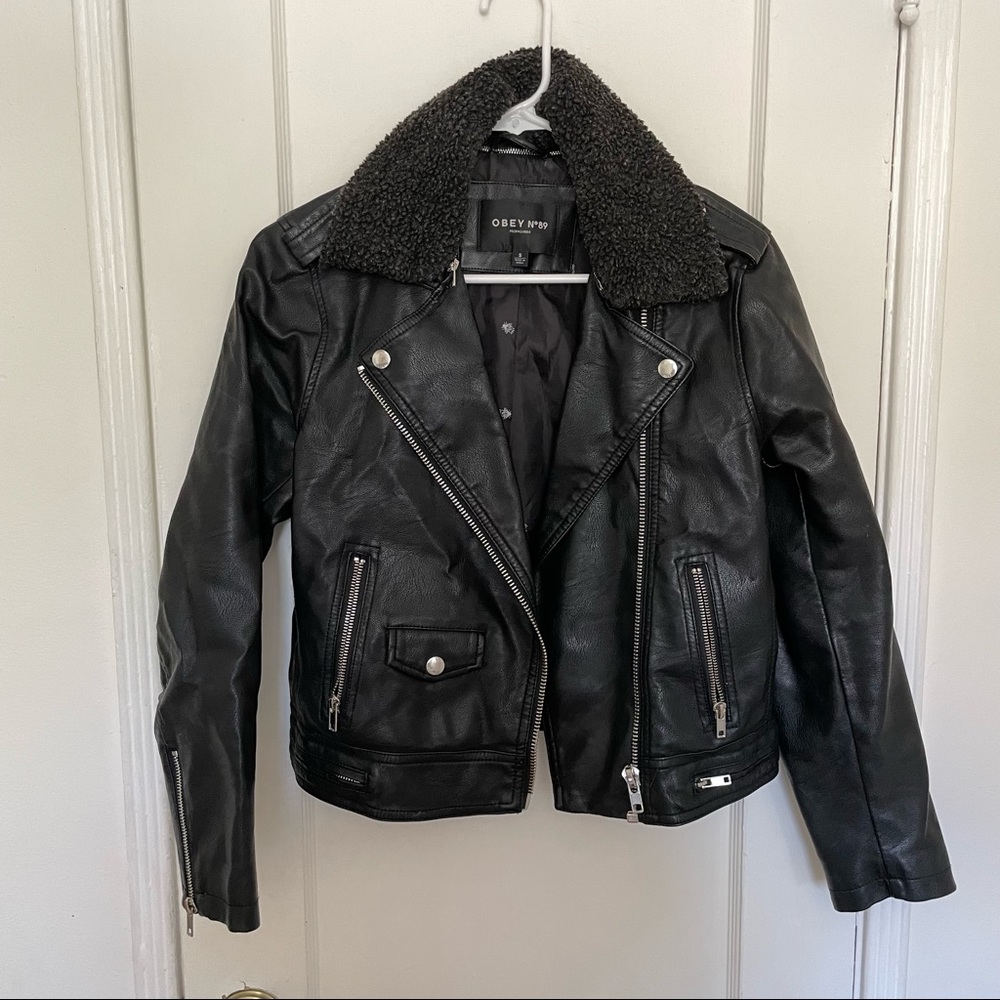 Obey vegan leather jacket S